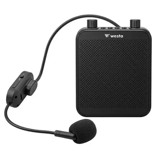 Westa WAP-300T USB + SD Kart Girişli Şarjlı Mini Seyyar Kablosuz Mikrofonlu Rehber Anfisi resmi