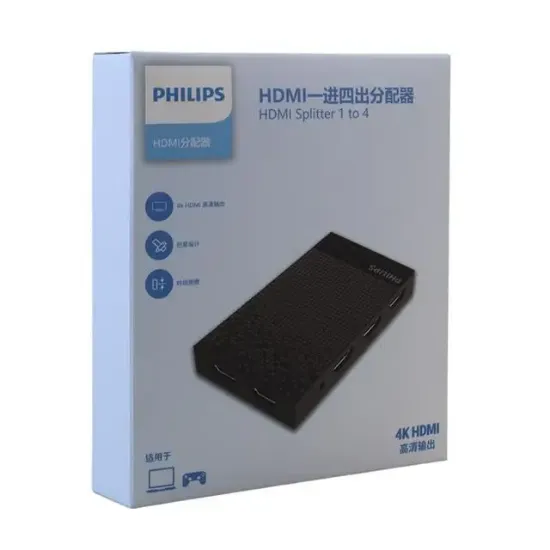 Philips SWV9023B/93  4K HDMI Splitter 1 Giriş - 4 Çıkış Ultra HD Görüntü Dağıtıcı resmi