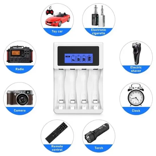 X-LEVEL CH1-201AL 4 Yuvalı LCD Ekranlı Akıllı AA/AAA Ni-MH Hızlı Pil Şarj Cihazı resmi