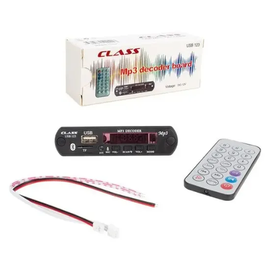 Class 12V SD-AF-VR Oto Teyp Mikrofonlu USB-SD Çevirici Digital Player Board USB-123 resmi