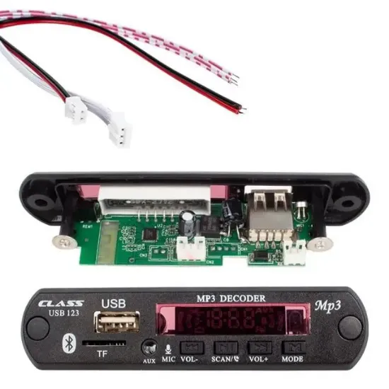 Class 12V SD-AF-VR Oto Teyp Mikrofonlu USB-SD Çevirici Digital Player Board USB-123 resmi