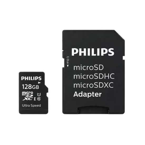 Philips FM12MP45B/00 128GB Class10 UHS-I U1 TF Adaptörlü Micro SDXC Hafıza Kartı resmi