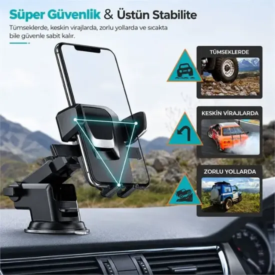 Powerway TT13 Ayarlanabilir Evrensel Araç İçi Vantuzlu Cam Torpido Telefon Tutucu resmi