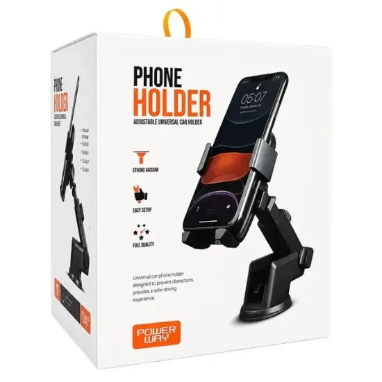 Powerway TT13 Ayarlanabilir Evrensel Araç İçi Vantuzlu Cam Torpido Telefon Tutucu resmi