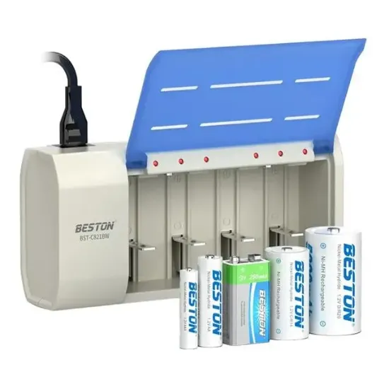 Beston BST-C821BW (AA-AAA-C-D-9V-SC) Universal Pil Şarj Cihazı Tüm Boylar İçin Kullanılabilir resmi