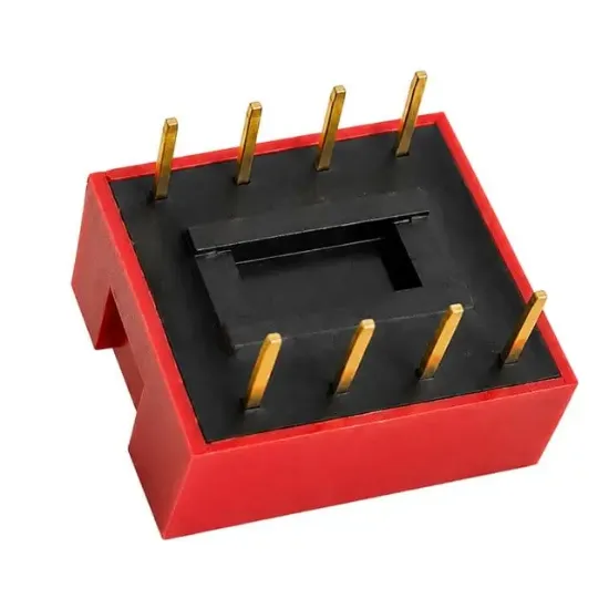 PCB Tip 4'lü Kırmızı DIP Switch 2.54mm Pin Aralıklı Devre Anahtarı resmi