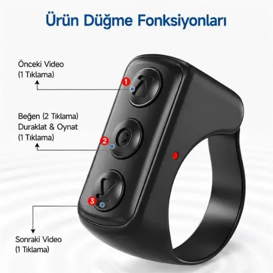 Powermaster PM-24897 Kablosuz Bluetooth Yüzük Kumanda TikTok - Reels Kaydırma Uzaktan Deklanşör resmi