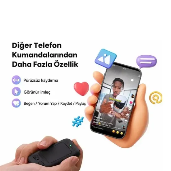 Powermaster PM-24935 Dokunmatik Yüzeyli Kablosuz Bluetooth Akıllı Telefon Kumandası Kamera TikTok Reels Kontroller resmi
