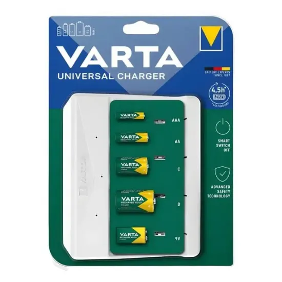 Varta 57658 Universal Charger Type-C USB Çoklu 5'li Pil Şarj Cihazı (AA / AAA / C / D / 9V) resmi