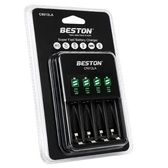 Beston C9012LA AA/AAA 4'lü Ekranlı Hızlı Pil Şarj Cihazı resmi