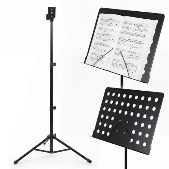 Magicvoice MV-19498 Katlanabilir Tripod Nota Sehpası Perfore Standı Konser Orkestra Tipi Yükseklik Ayarlı (50-150CM) resmi