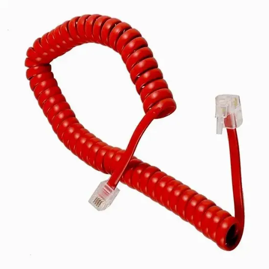 Telefon Spiral Kablo Kırmızı resmi