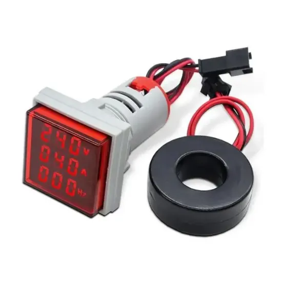 Powermaster Voltampermetre 50-500V 0-100A AC Kare Kırmızı (AD22-22VAS) resmi
