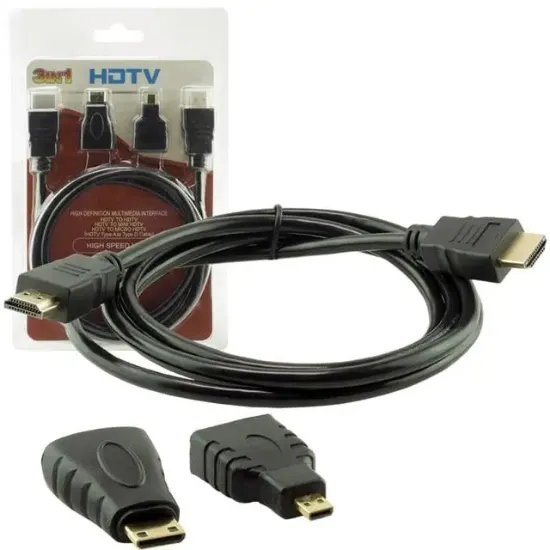 Powermaster HDMI Kablo 3in1 Set 1.5 Metre (HDMI+Micro HDMI+Mini HDMI) resmi