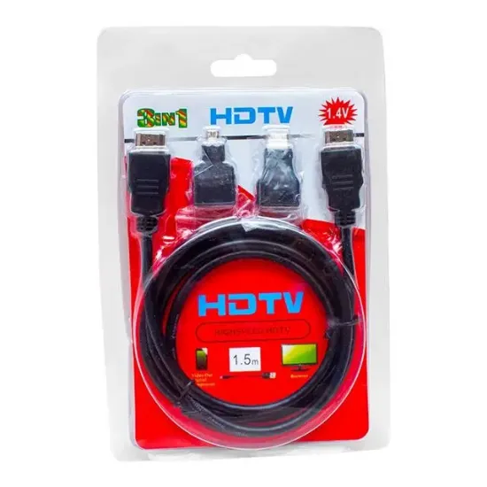 Powermaster HDMI Kablo 3in1 Set 1.5 Metre (HDMI+Micro HDMI+Mini HDMI) resmi