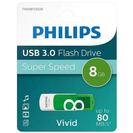 PHILIPS 8GB USB 3.0 SNOW YEŞİL FM08FD00B/00 resmi