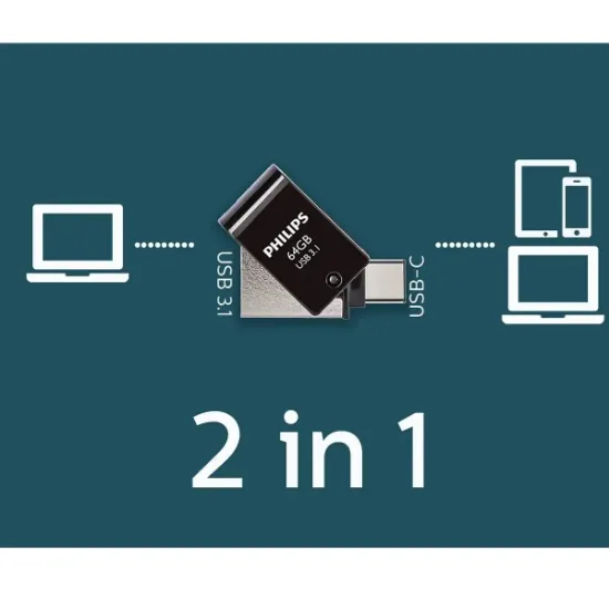 PHILIPS 64GB USB3.1 TYPE-C 100/150 MB/S FM64DC152B resmi