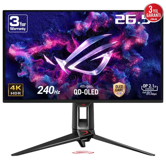 27 ASUS ROG SWİFT PG27UCDM 240HZ 0.03MS 4K UHD ADAPTİVE SYNC QD-OLED PİVOT  GAMİNG (OYUNCU) MONİTÖR resmi