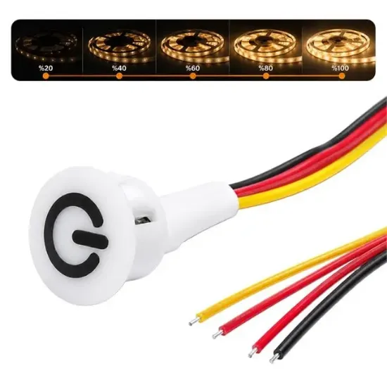 Powermaster PM-30798 12V DC 16mm Gömme Dokunmatik LED Dimmer Kontrolcüsü Switch Buton Beyaz resmi