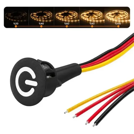 Powermaster PM-30779 5V DC 16mm Gömme Dokunmatik LED Dimmer Kontrolcüsü Switch Buton Siyah resmi