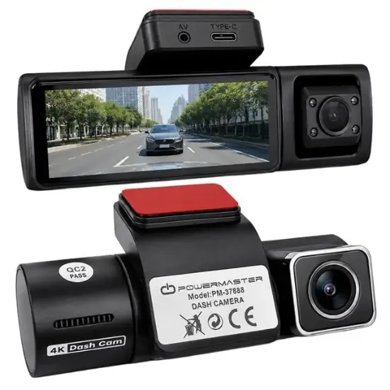 Powermaster PM-37888 4K Mini Dash Çift Lensli Araç Yol Kabin İçi Kayıt Kamerası resmi