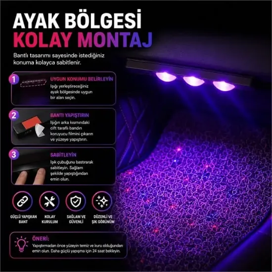Sunup Araç İçi 7 Renk LED Işık resmi