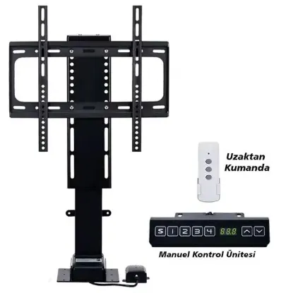 PowerMaster PM-24928 32'' - 57'' İnç Ayarlanabilir Yükseklik Uzaktan Kumandalı TV Kaldırma Lift Asansörü resmi