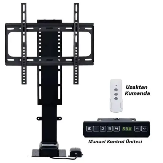 PowerMaster PM-24928 32'' - 57'' İnç Ayarlanabilir Yükseklik Uzaktan Kumandalı TV Kaldırma Lift Asansörü resmi
