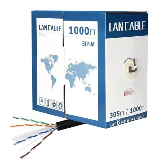 PowerMaster PM-8256 23 AWG 0.56 mm CCA 305 Metre Dış Mekan Siyah CAT6 Kablo resmi