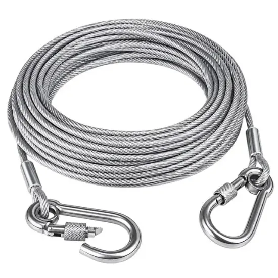 SUNUP SN-38108 10 Metre Çelik Köpek Bağlama Halatı Kilitli Karabina PVC Kaplamalı resmi