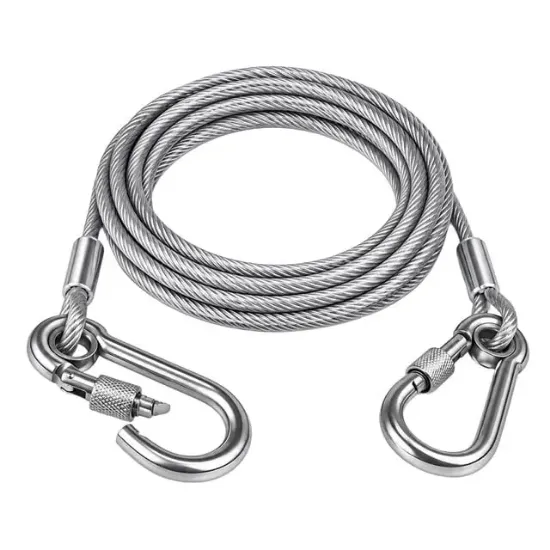 Sunup SN-38107 5 Metre Çelik Köpek Bağlama Halatı Kilitli Karabina PVC Kaplamalı resmi