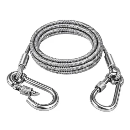 Sunup SN-38106 2 Metre Çelik Köpek Bağlama Halatı Kilitli Karabina PVC Kaplamalı resmi