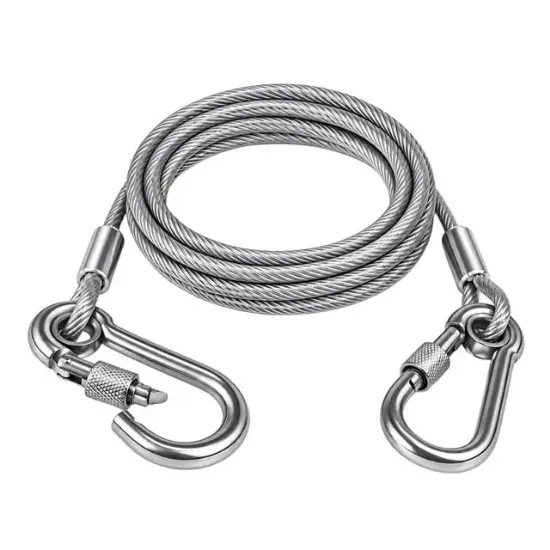 Sunup SN-38106 2 Metre Çelik Köpek Bağlama Halatı Kilitli Karabina PVC Kaplamalı resmi