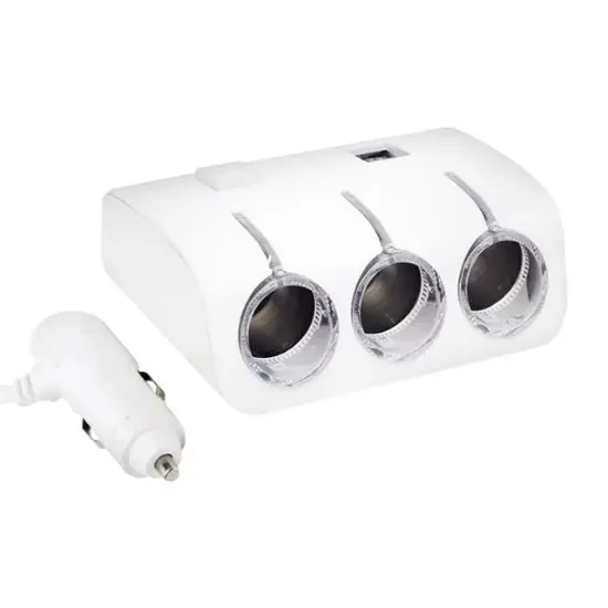 PowerMaster PM-18952 12V/24V Uyumlu 3'lü Oto Çakmak Çoklayıcı ve 2'li USB Şarj Cihazı resmi