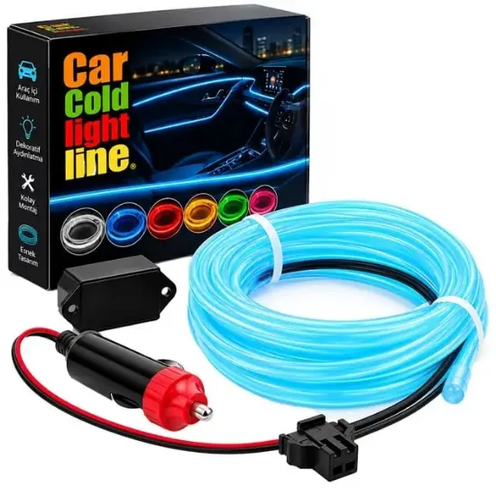 Powermaster 5 Metre 5 Volt USB Adaptörlü Neon Buz Mavi İp Aydınlatma PM-6080 resmi