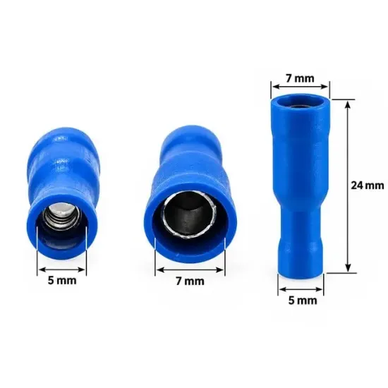 PowerMaster PM-39054 1,5-2,5MM2 Kesit 24x7x5mm Soket Mavi İzoleli Kablo Pabucu (100'lü Paket) resmi