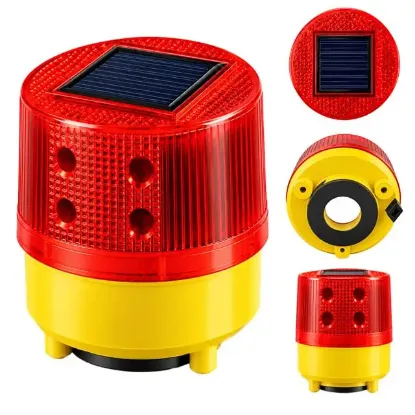 PowerMaster PM-39274 Solar Enerjili Mıknatıs Tabanlı Kırmızı İkaz Uyarı Lambası resmi