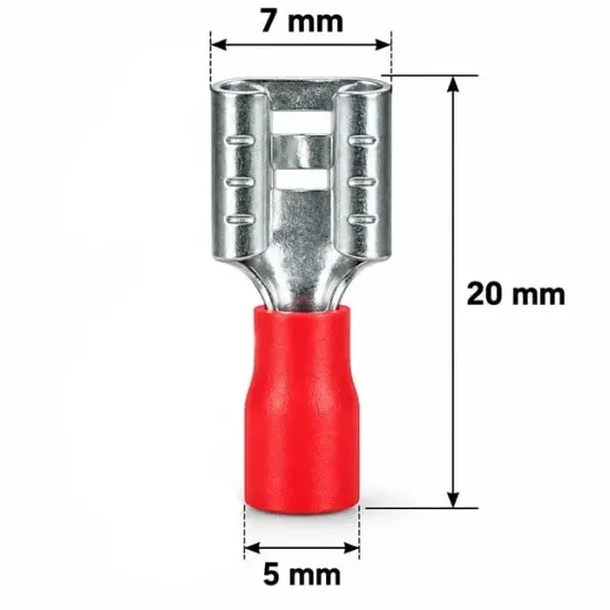 PowerMaster PM-39067 0,5-1,5mm2 Kesit 20x7x5mm Soket Kırmızı İzoleli Kablo Pabucu (100'lü Paket) resmi