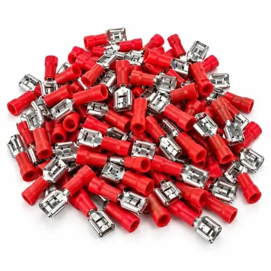 PowerMaster PM-39067 0,5-1,5mm2 Kesit 20x7x5mm Soket Kırmızı İzoleli Kablo Pabucu (100'lü Paket) resmi