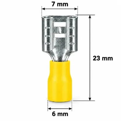 PowerMaster PM-39077 4-6mm2 Kesit 23x7x6mm Soket Sarı İzoleli Kablo Pabucu (100'lü Paket) resmi
