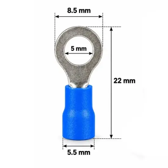 PowerMaster PM-39059 1,5-2,5mm2 Kesit 22x8x6,5mm Soket Mavi İzoleli Kablo Pabucu (100'lü Paket) resmi