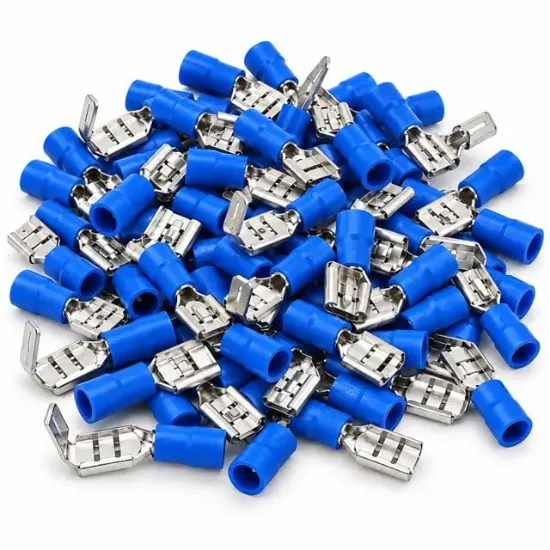 PowerMaster PM-39056 1,5-2,5mm2 Kesit 23x6x5mm Soket Mavi İzoleli Kablo Pabucu (100'lü Paket) resmi