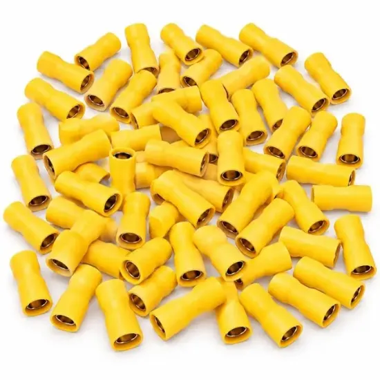 PowerMaster PM-39074 4-6mm2 Kesit 25x8x7mm Soket Sarı İzoleli Kablo Pabucu (100'lü Paket) resmi