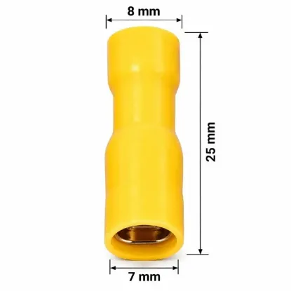 PowerMaster PM-39074 4-6mm2 Kesit 25x8x7mm Soket Sarı İzoleli Kablo Pabucu (100'lü Paket) resmi