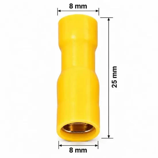 PowerMaster PM-39075 4-6mm2 Kesit 25x8x8mm Soket Sarı İzoleli Kablo Pabucu (100'lü Paket) resmi