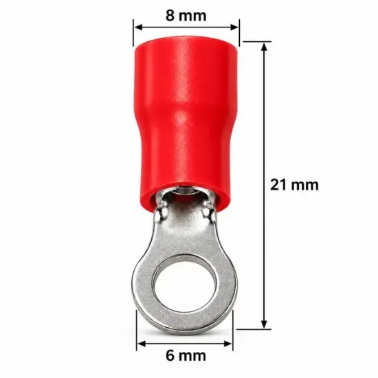 PowerMaster PM-39069 0,5-1,5mm2 Kesit 21x8x6mm Soket Kırmızı İzoleli Kablo Pabucu (100'lü Paket) resmi