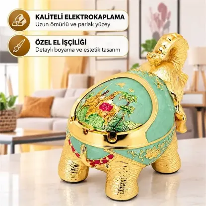 Sunup SN-38890 Su Yeşili Renginde Fil Figürlü Küllük resmi