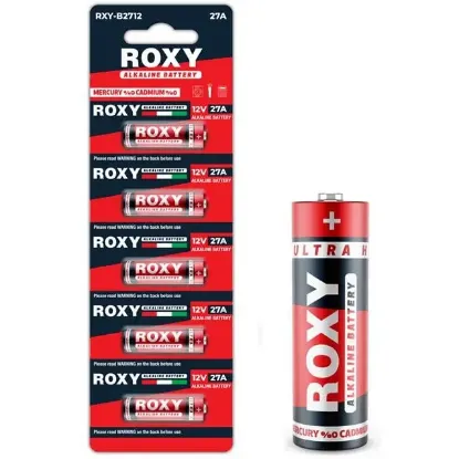 Roxy RXY-B2712 İnce 12 Volt Alkalin 27A Alarm Pil 5'li Paket resmi