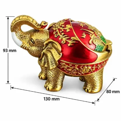 Sunup SN-38891 Kırmızı Gold Fil Figürlü Dekoratif Küllük resmi