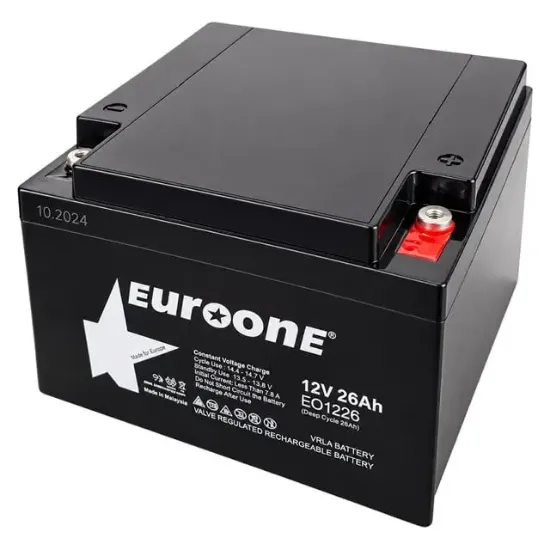 Euroone EO1226 12 Volt 26 Amper Kuru Akü Bakımsız Nikel Terminal VRLA AGM Deep Cycle resmi